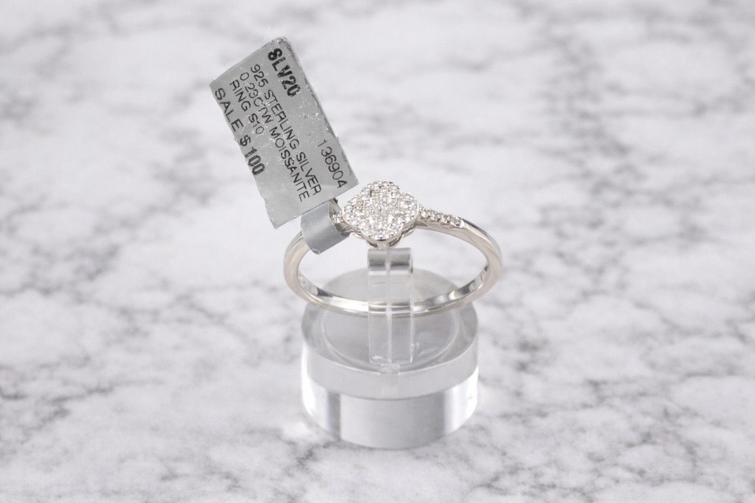 Sterling Silver Moissanite Ring Size 10 0.23ctw Size 5 White