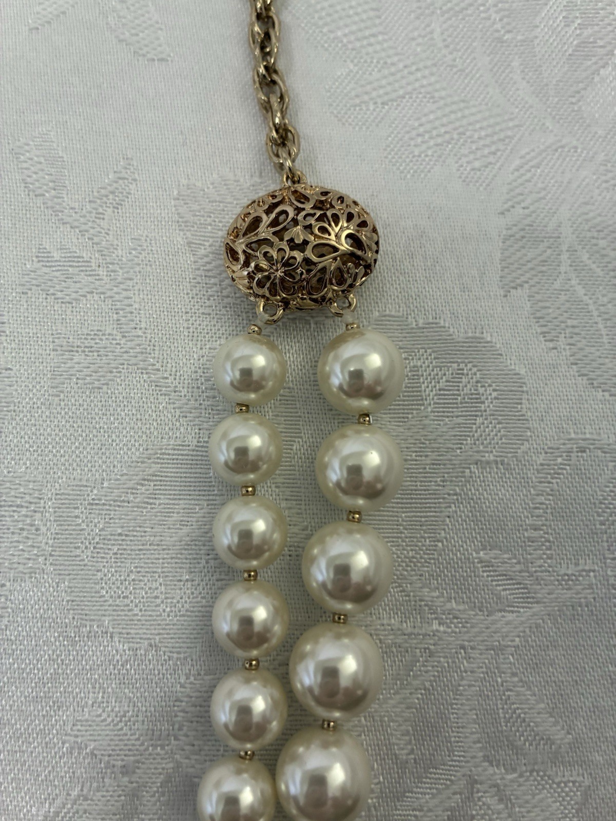 Charter Club Macys Gold Filigree Double Strand Pearl Necklace New NWT
