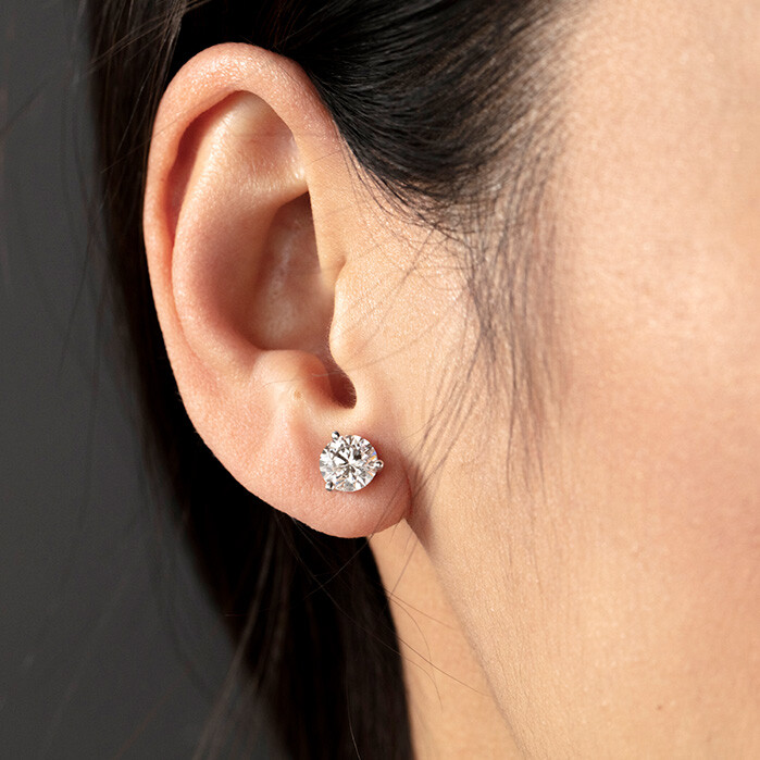 Real Moissanite Pushback Stud 3 Prong Martini Earrings 925 Silver Hip Hop 3-10mm