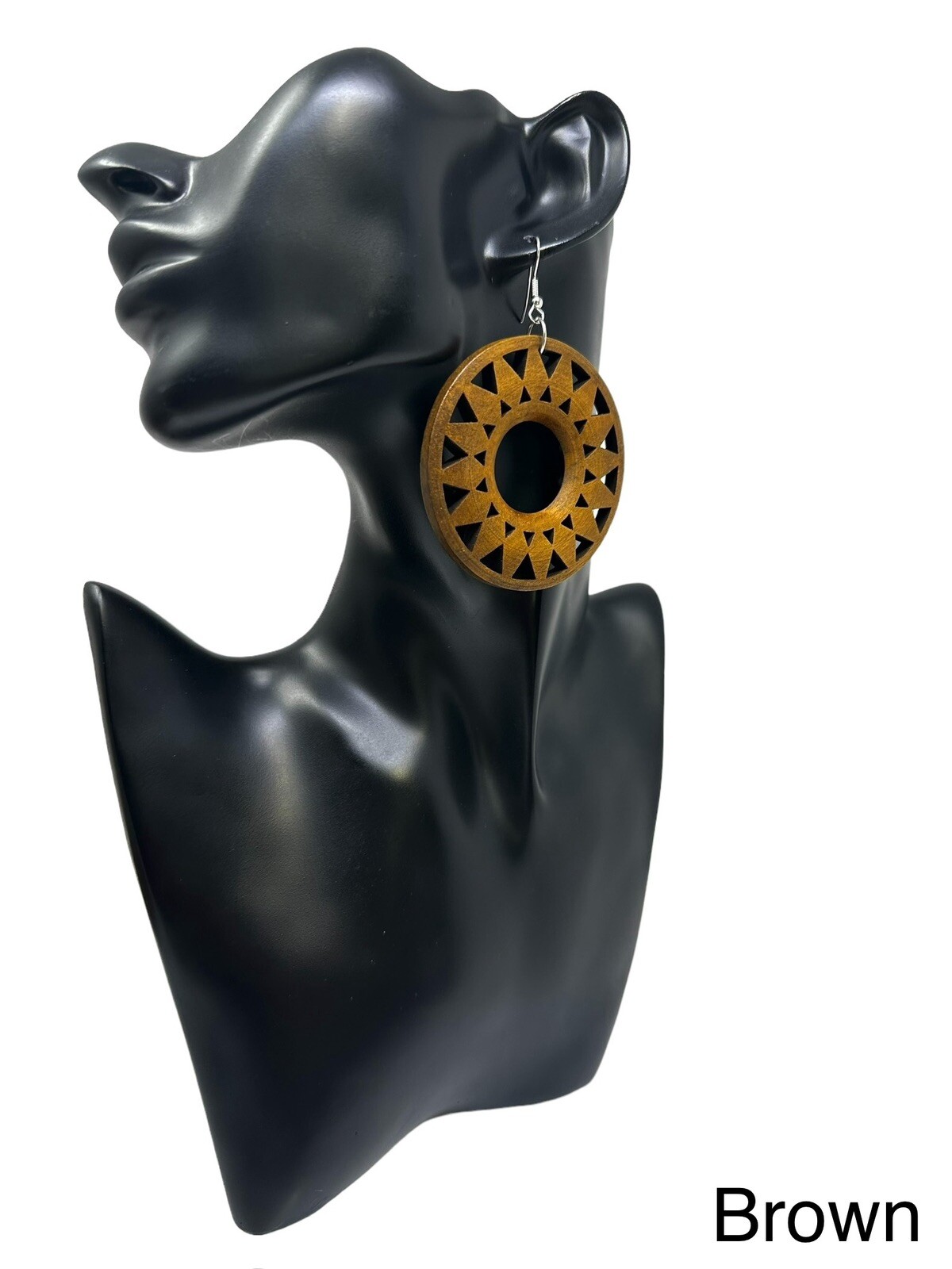 Handcrafted Wooden Earrings with Carved Design – Lightweight Wood Earrings