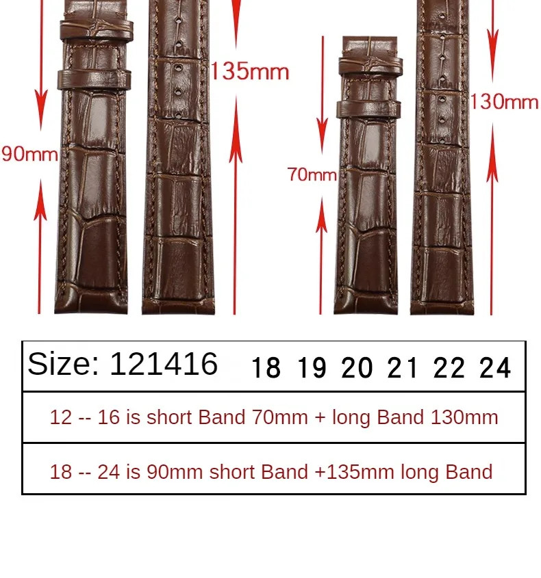 Genuine Cowhide Leather Watch Band Universal Strap 12-23mm Replacement