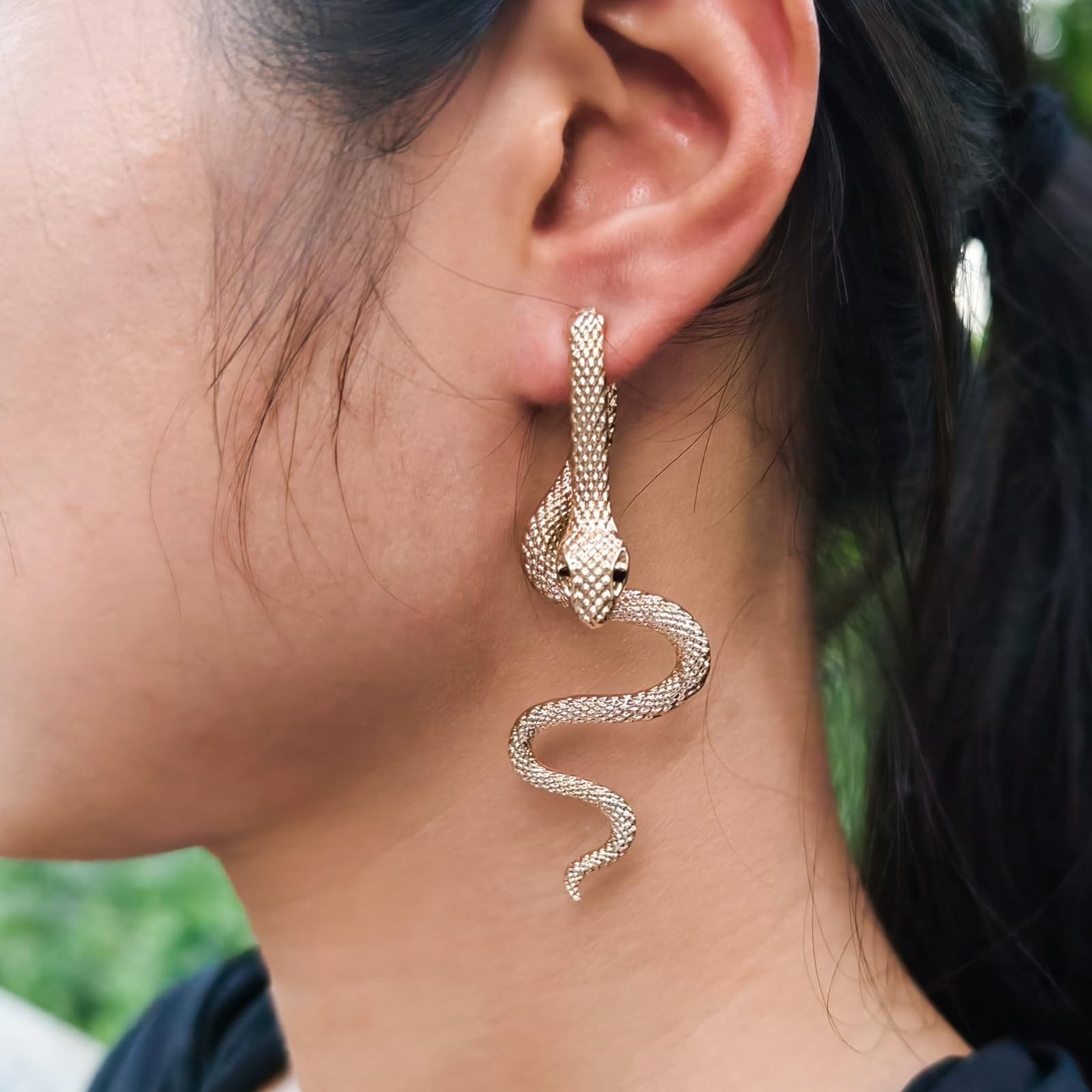 MAQVQLU Vintage Goth Snake Earrings – Gold & Silver 2.8 inches, G