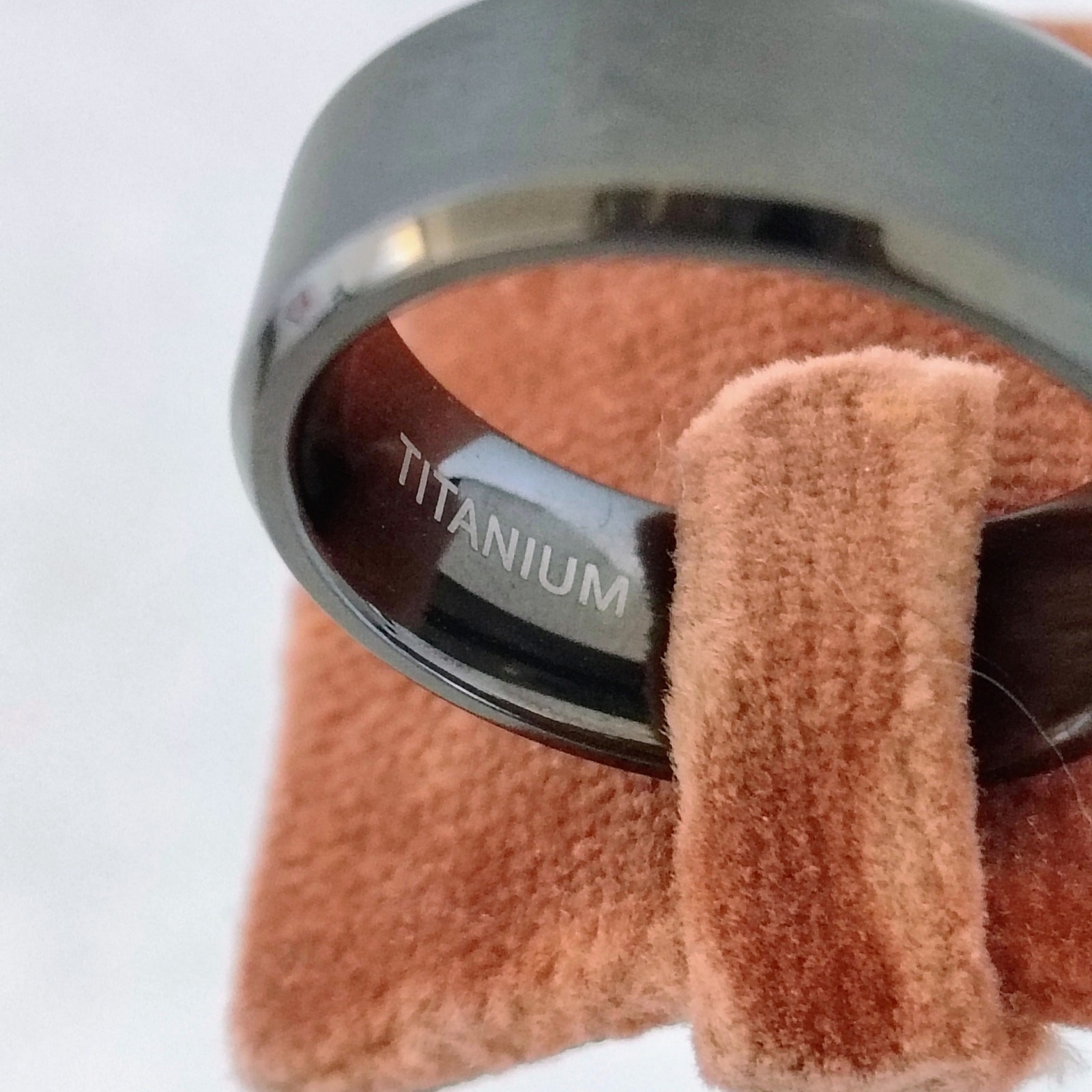 Mens size 10 Black Titanium Beveled Edge Brushed Finish Wedding Band Ring NEW