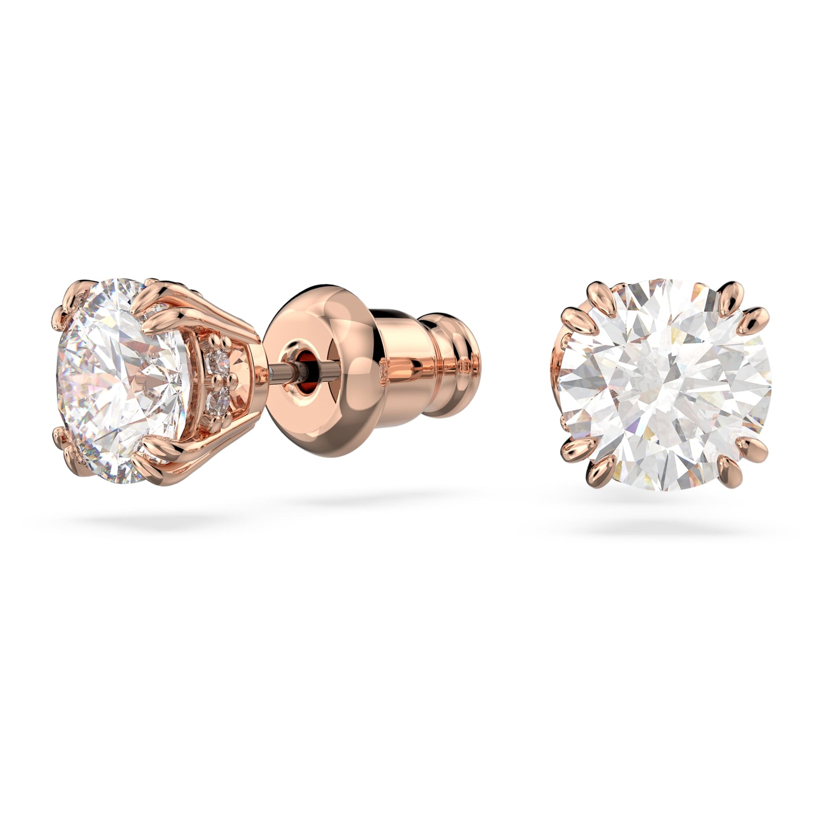 Swarovski Stilla Stud Earrings Round Cut, White, Rose Gold-Tone Plated 5638801