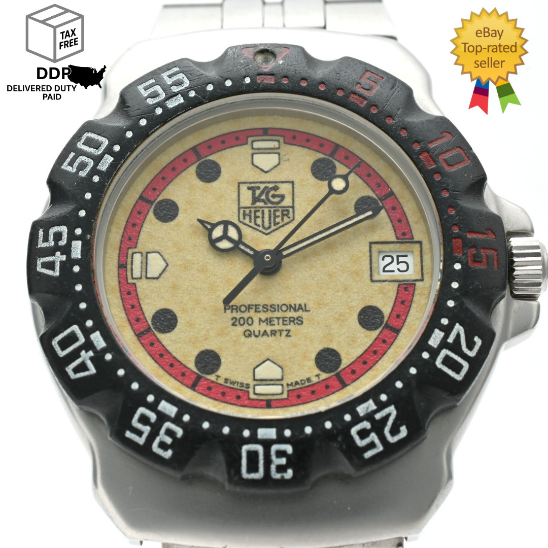 [ Exc+5 ] TAG Heuer Formula 1 WA1211 Cream Dial Black Silver Men’s 33mm Watch