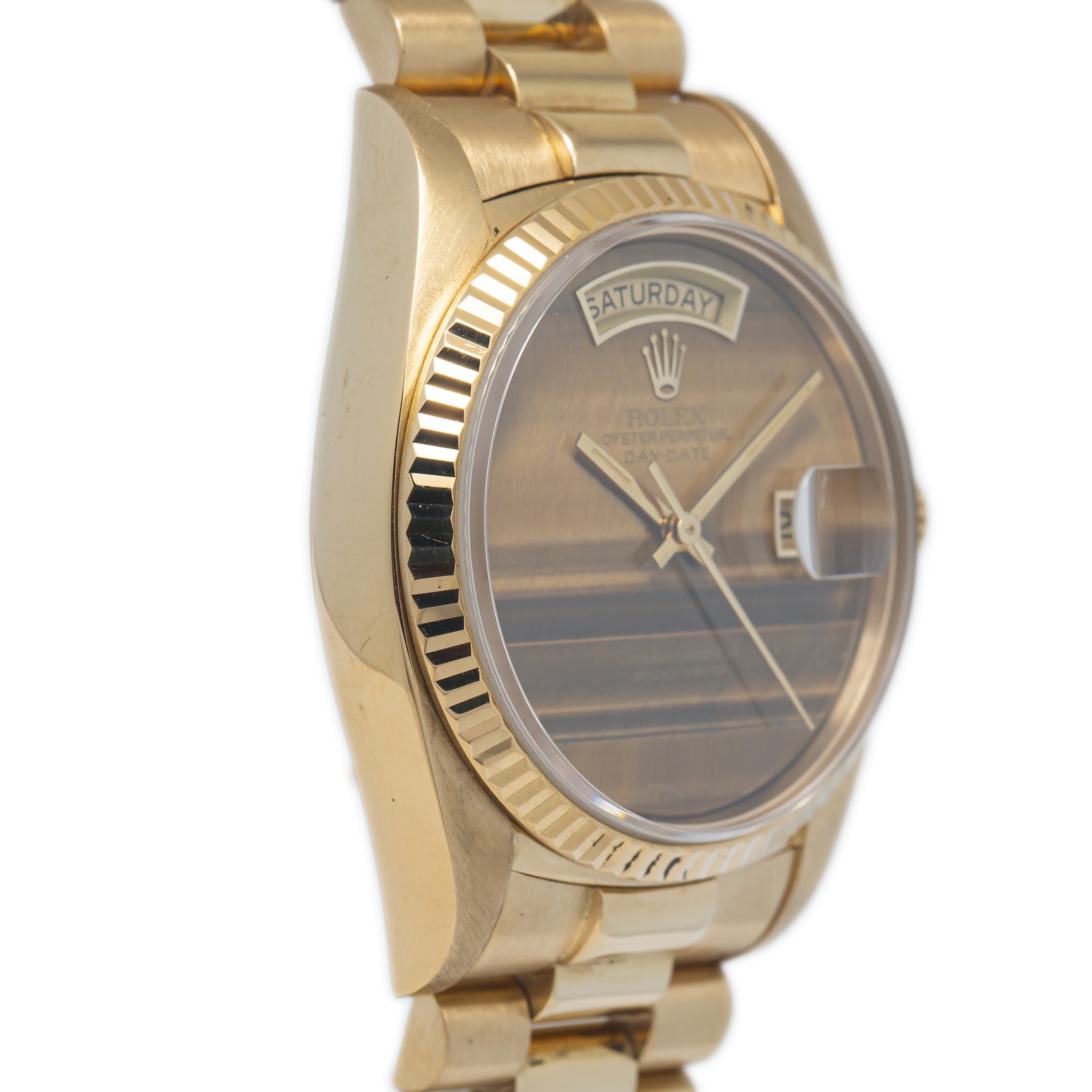 Rolex Day Date 18038 Jubilee 18k YG Tiger Eye Dial Auto Men’s Watch 36mm