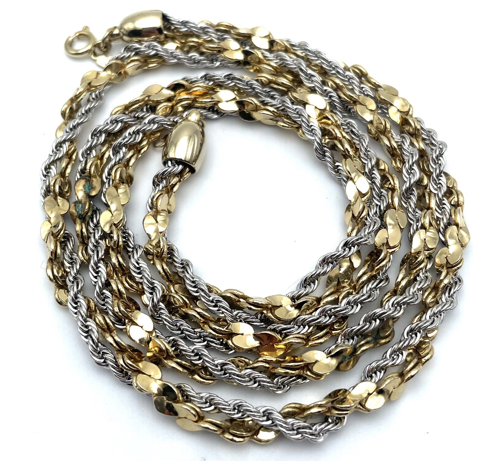 Modern Jewelry Company Unique Two Tone Chain Twist 30” VTG **