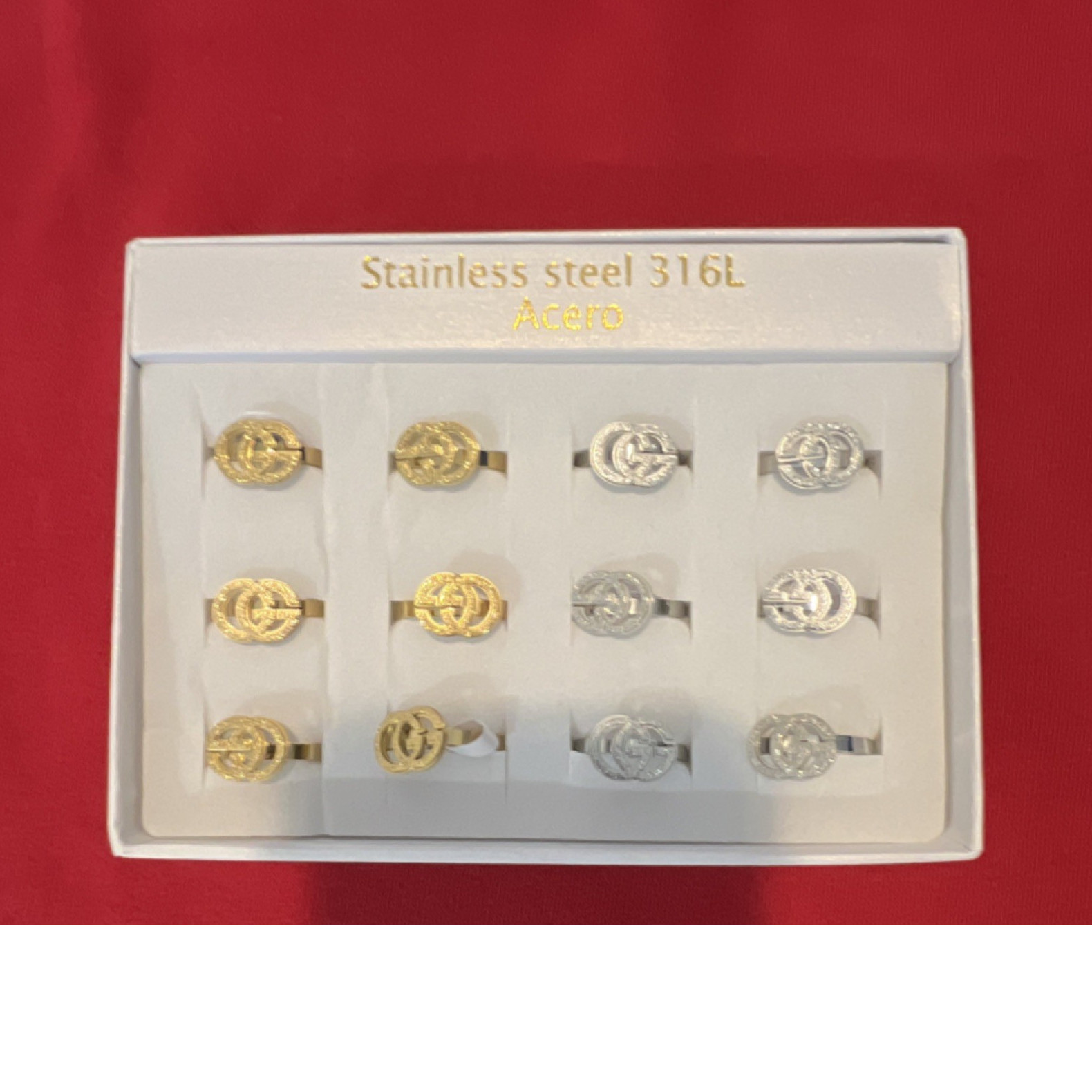 Acero Stainless Steel 316L Gold & Silver Band Rings Set