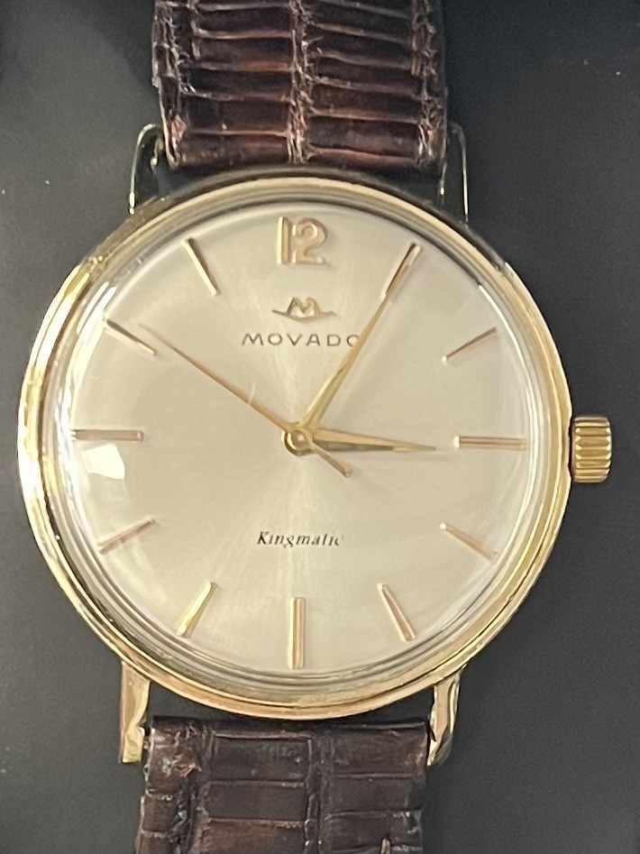 VINTAGE MOVADO KINGMATIC 28 JEWEL WRIST WATCH 14K GOLD FILLED SWITZERLAND