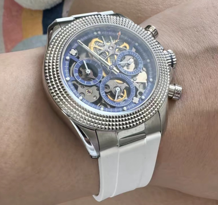 CRONUSART Men Chronograph Watch 42mm Automatic Mechanical Wristwatch Skeleton