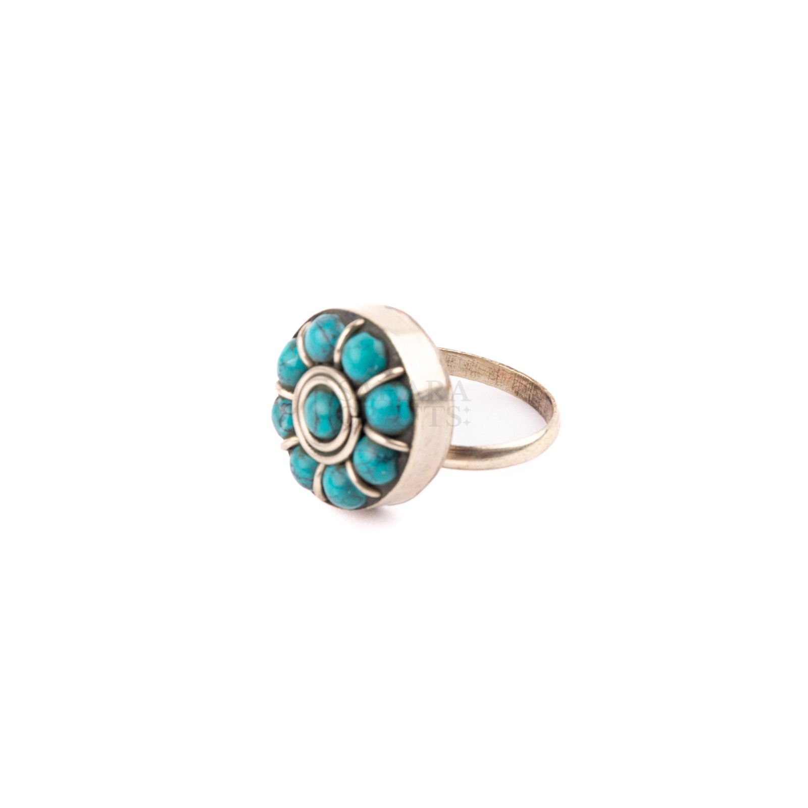 Tibetan Ring, Turquoise Beads, Handmade Nepali Jewelry, Artisan Ethnic Ring
