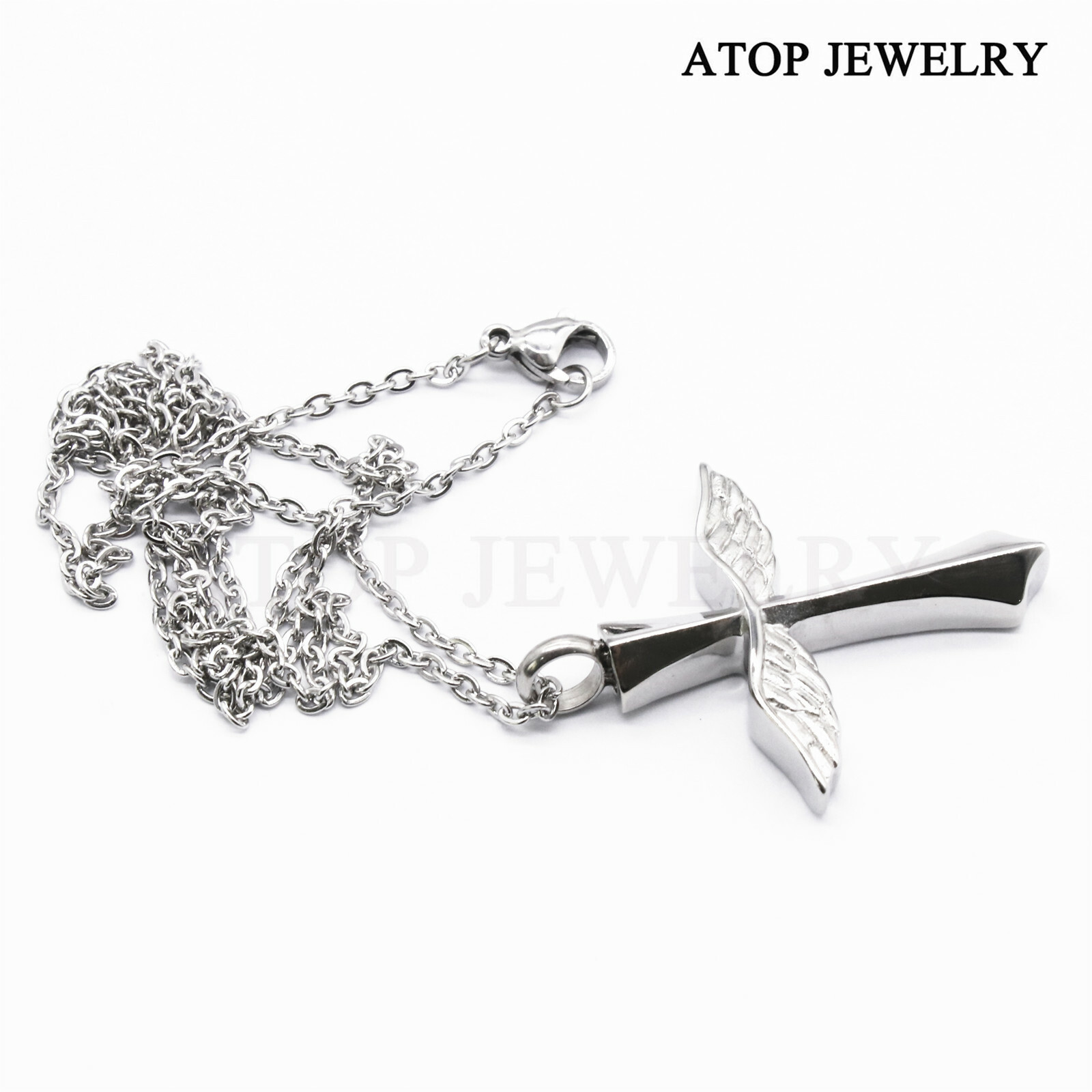 NEW Cross Angel Wing Urn Necklace for Ashes Cremation Jewelry Keepsake Memorial