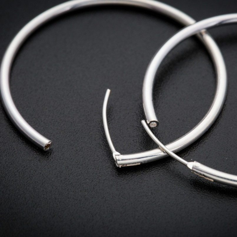2Pcs Women 925 Sterling Silver Plated Round Hoop Endless Vogue Earrings 8mm-60mm