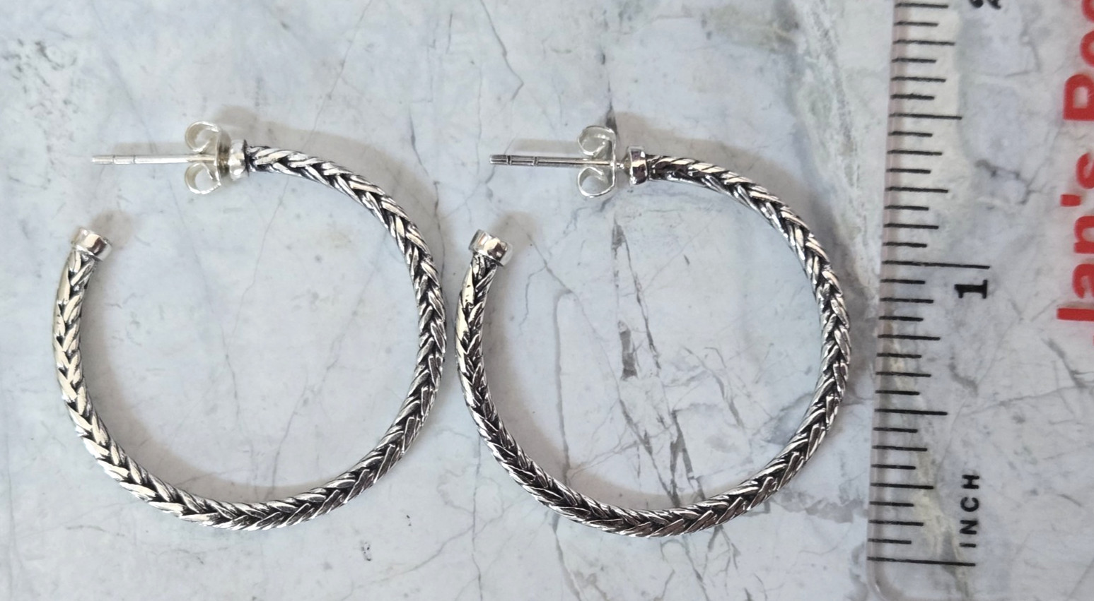 Bali Legacy Sterling Silver Tulang Naga Weave Hoop Earrings, 33mm 8.8 grams