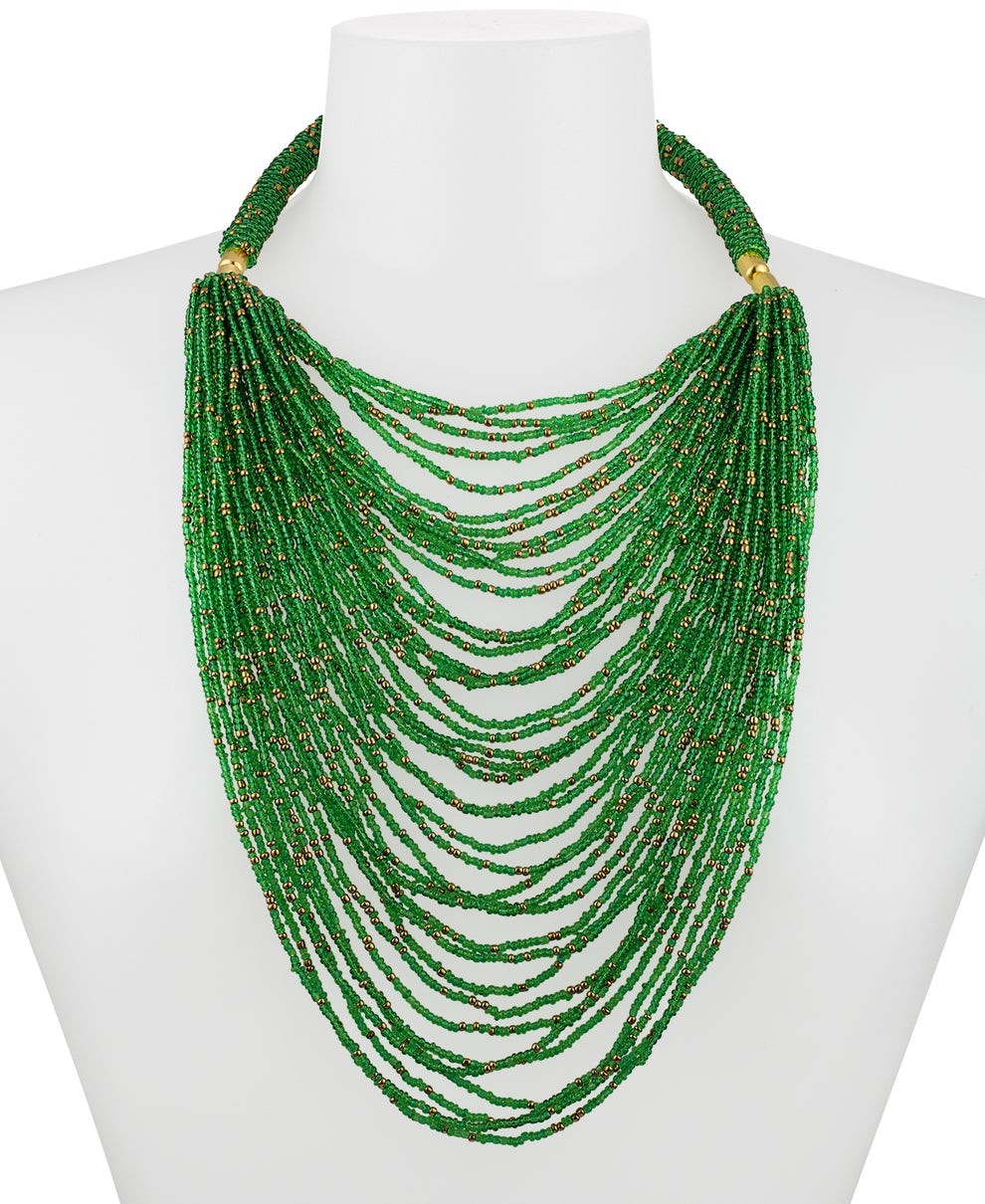 KENDI AMANI Kanana Beaded Necklace green gone tone New Free Shipping
