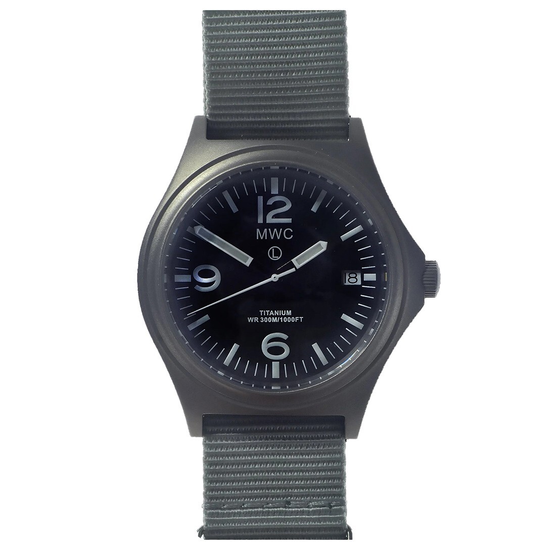 MWC Combat Elite Titanium Quartz Swiss Black Fabric Military Date Men’s Watch