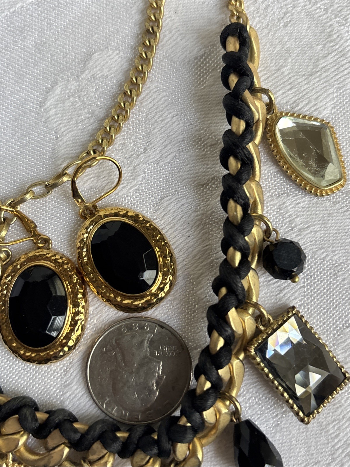 Park Lane Fascinated Necklace Satin Brushed GoldTone Black & Joan Rivers Earring