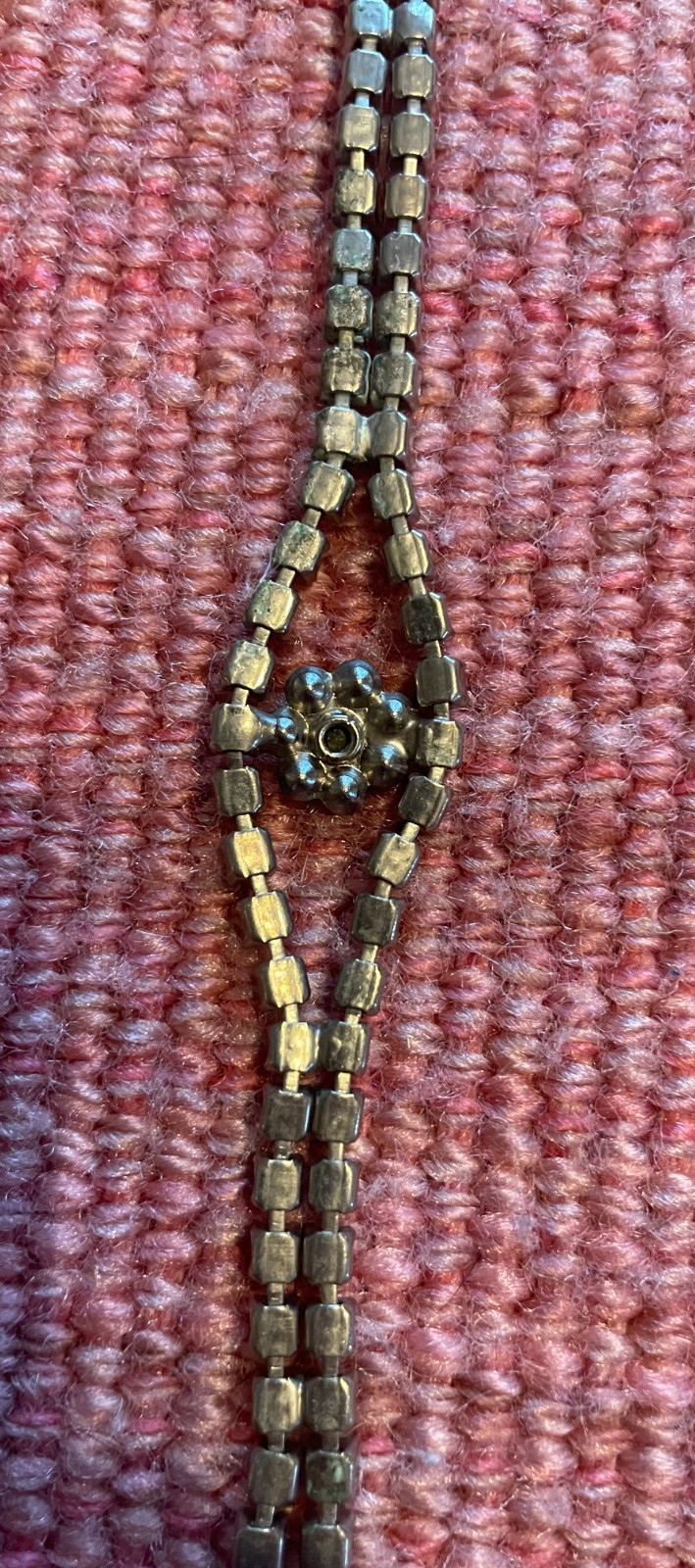 vintage Rhinestone Bracelet From The Mid 20Th Century, Silvertone, Center flower