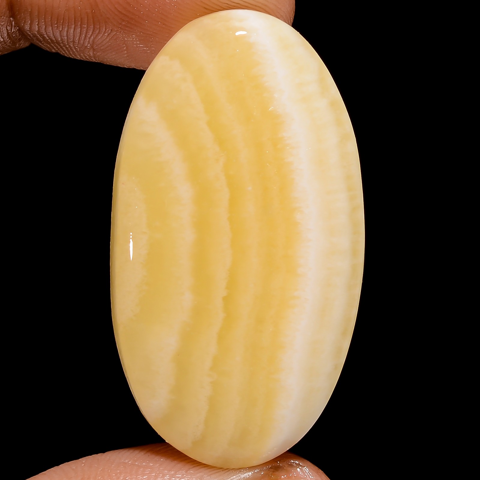 Natural Yellow Lace Agate Oval Cabochon Loose Gemstone 50.5 Ct 39X22X6mm X-19454