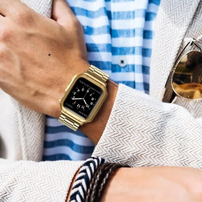 Stainless Steel Strap + Case for Apple Watch Seriess 11 10 9 8 7 6 5 4 3 SE Band