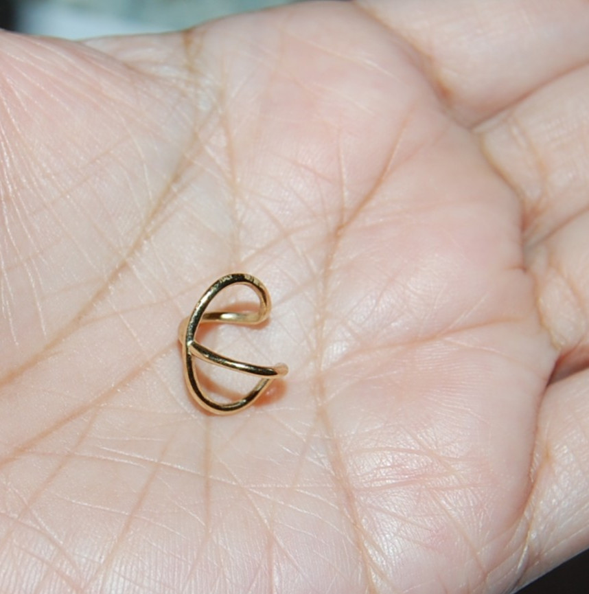 10K Solid Yellow Gold Hoop Earrings Infinity Ear Cuff 100%AUTHENTIC 10KT Stamped