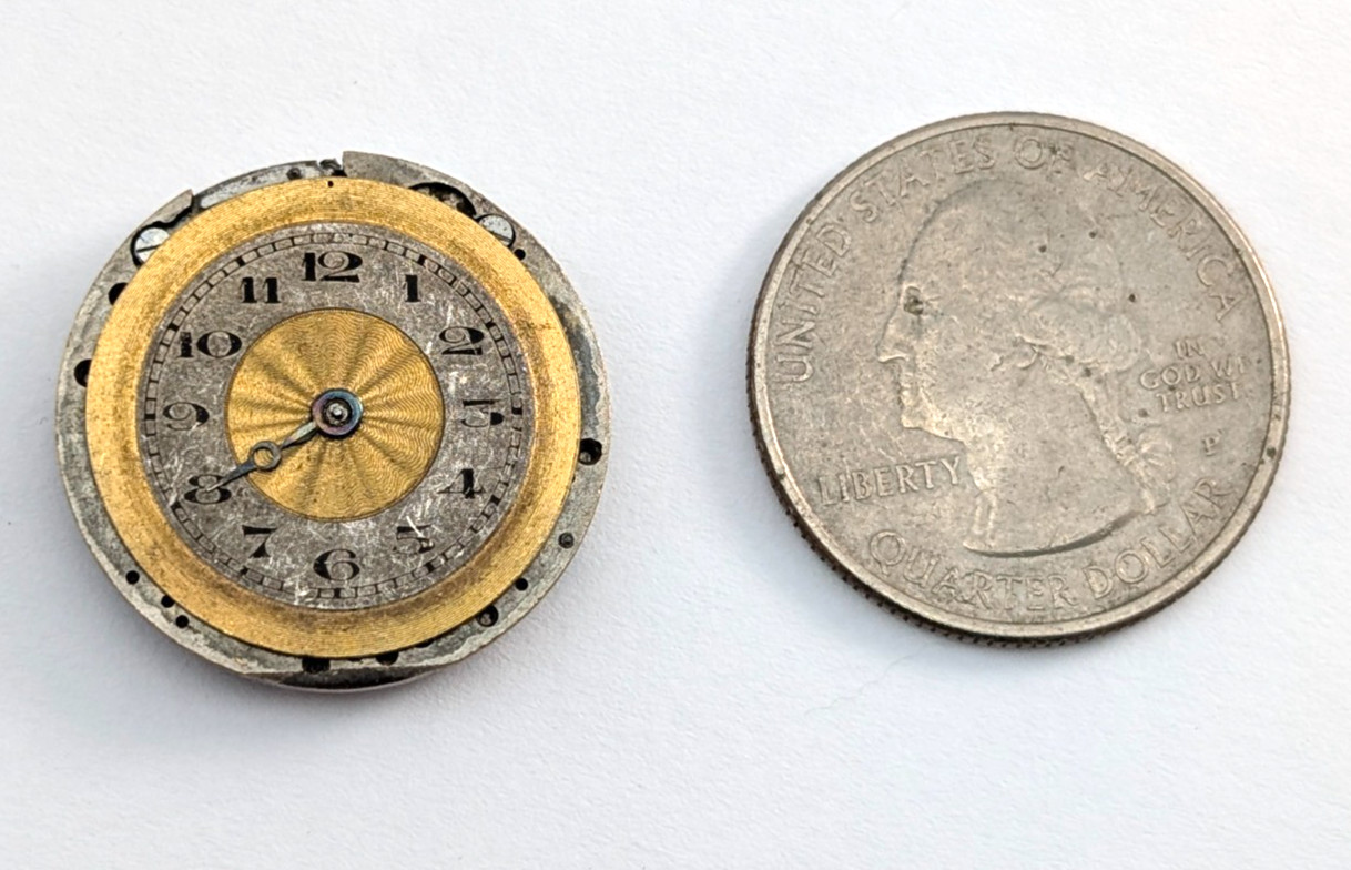 GIRARD 15j Art Deco Textured Dial Ladies 24mm Swiss Watch Movement PARTS REPAIR