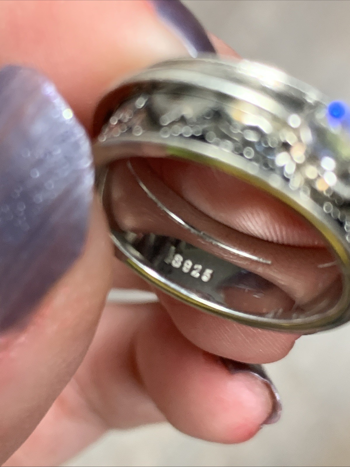 Crescent Moon Moonstone Spinner Ring Silver Size 7