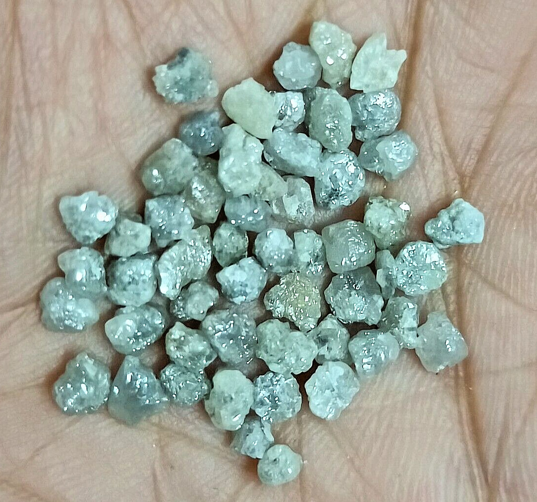 5.00 Ct Natural Silver Grey Rough Diamond Lot Raw Loose African Genuine Diamonds