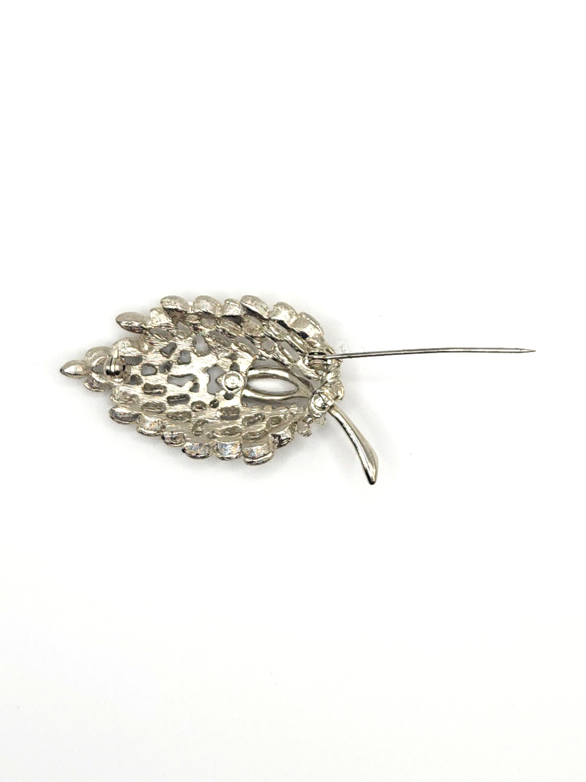 Vintage Roget TM Silver Tone Leaf Brooch Polished and Brushed Finish