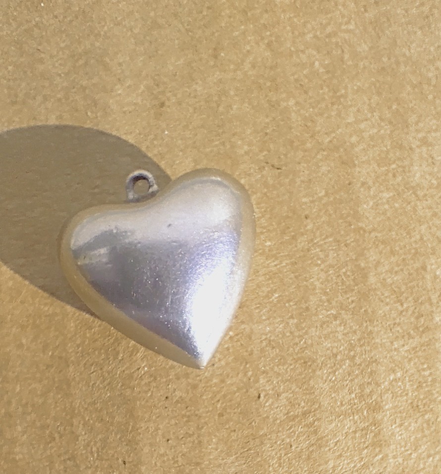 Pretty Sterling Silver Puffy Heart Pendant Charm 20mm approx. L@@K!!