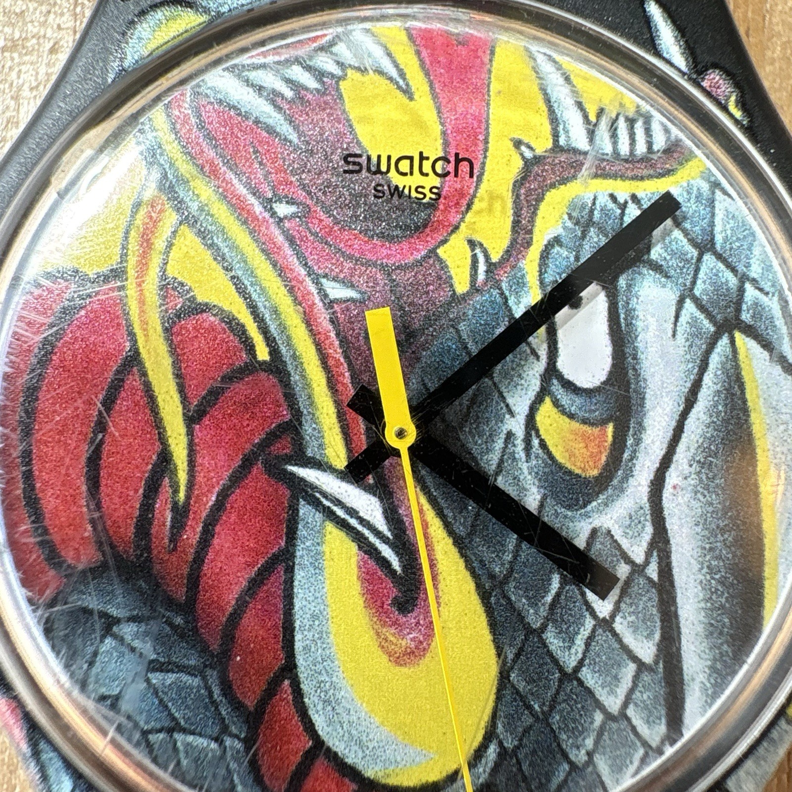 SWATCH Wrist Watch Gent 2012 – SUOZ151 – Fired Snake By Tin Tin – New Battery