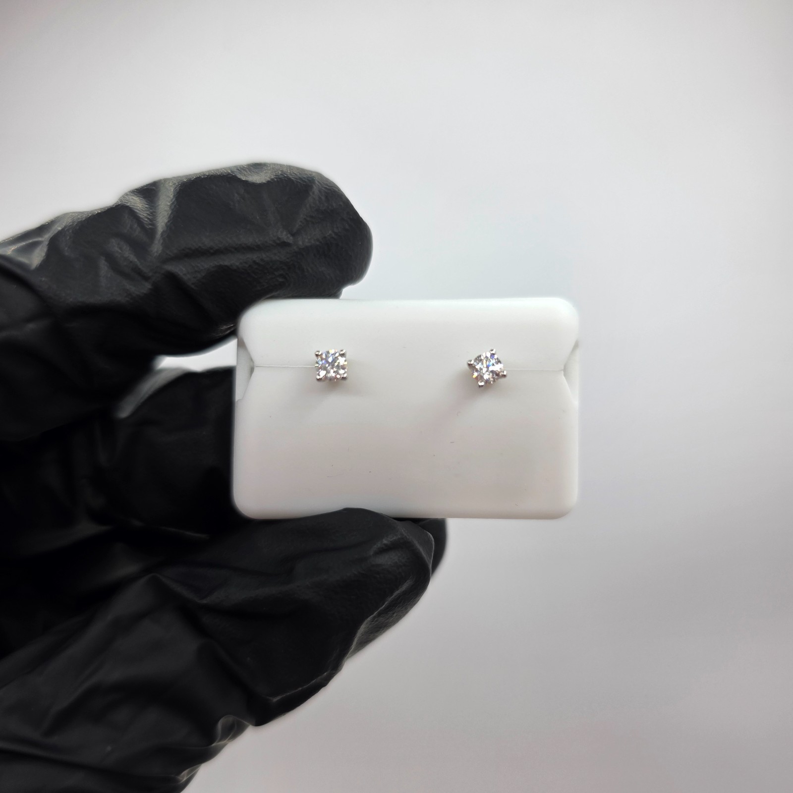 Moissanite Stud Earrings 925 Sterling Silver – Sparkling Round Cut – .25ct