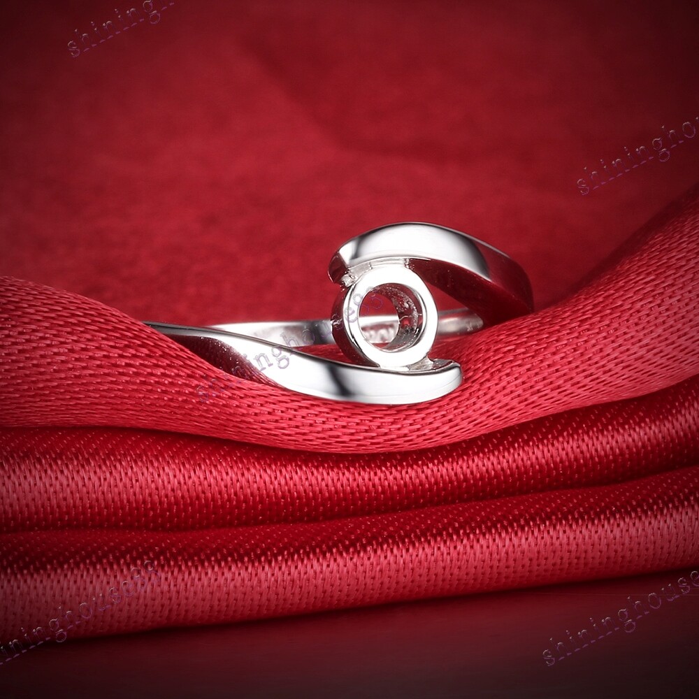 Semi Mount Tension Setting Fine Halo Ring Engagement Sterling Silver 6mm Round