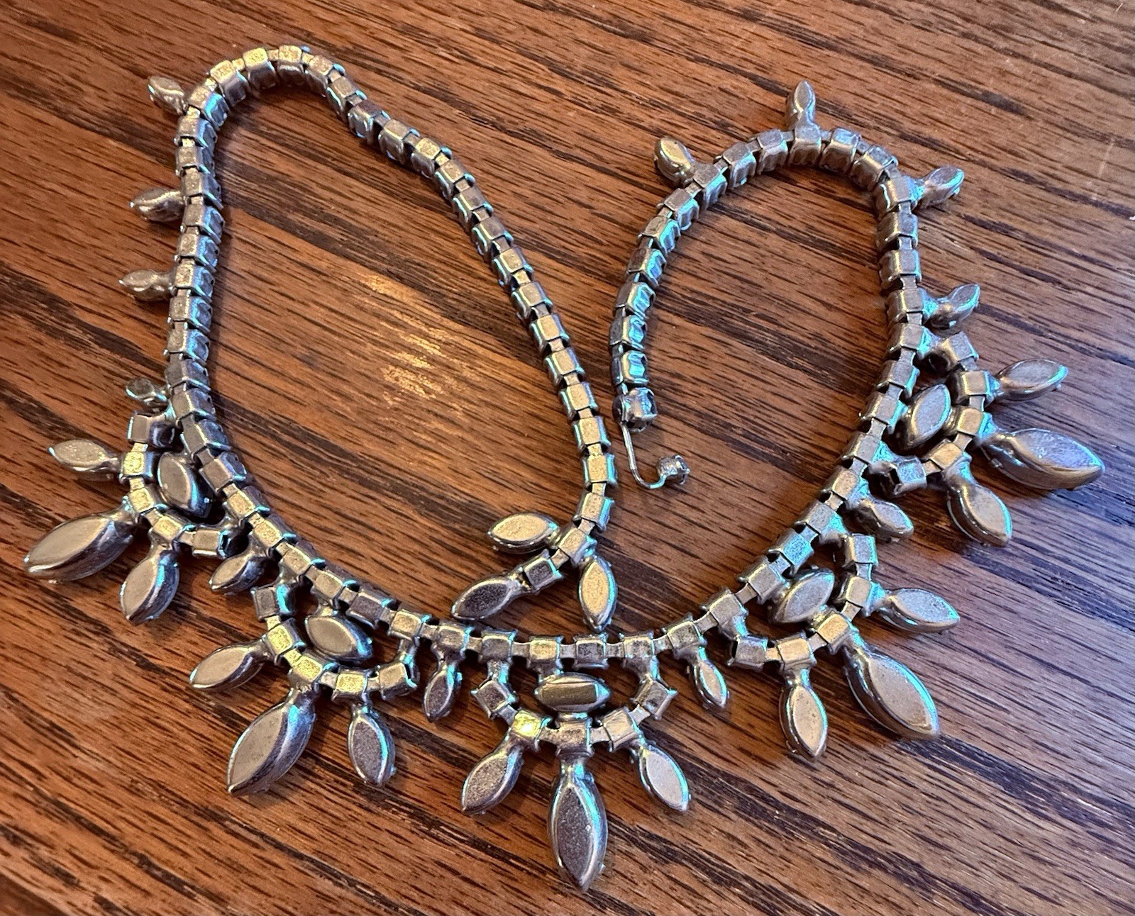 Vintage 50-60’s Blue Marquise Cut & Navette Opalescent Moon Glow Necklace