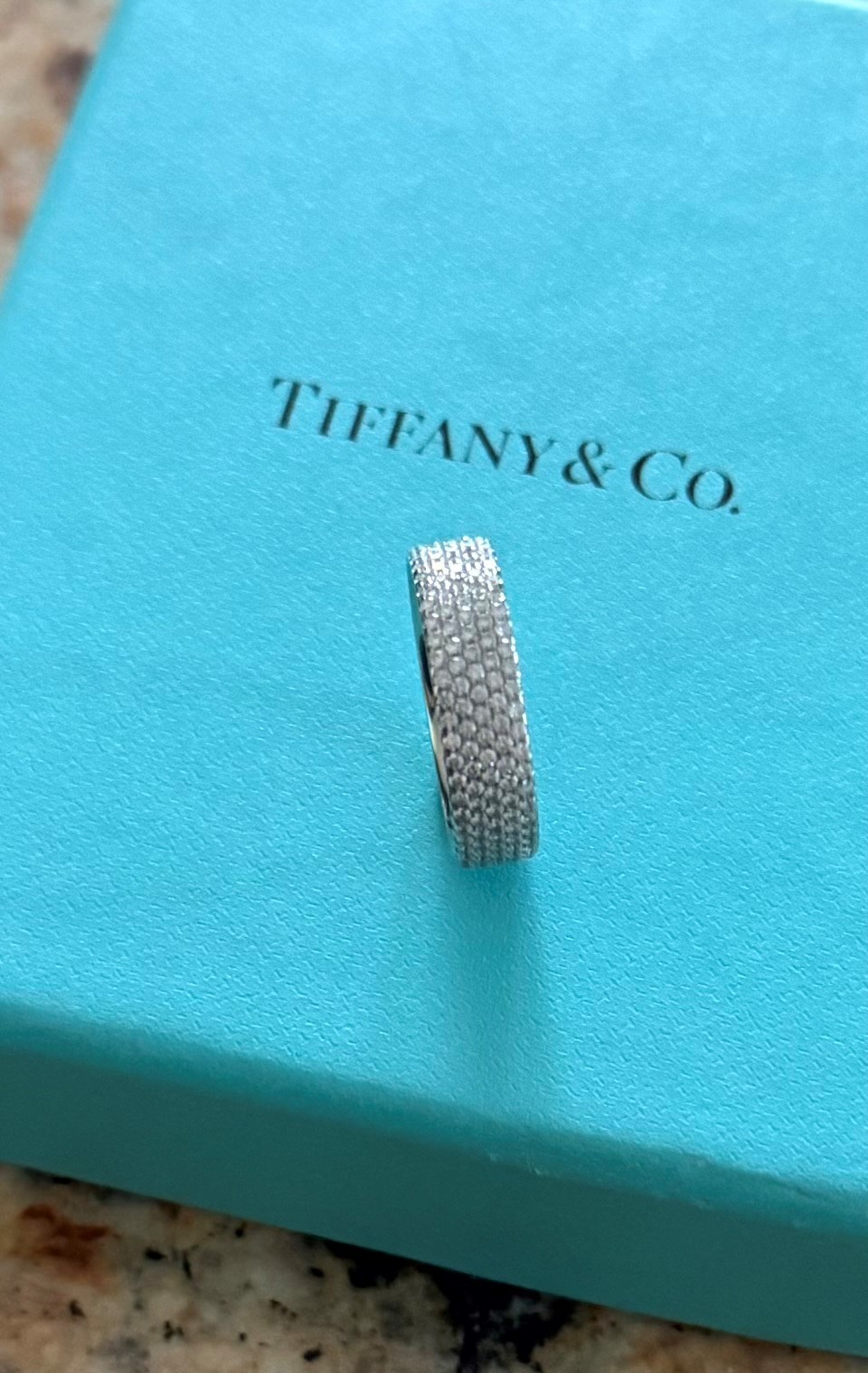 Tiffany & Co. METRO 5 Row .90 CTW Pave Diamond 18K White Gold Ring SIZE 6.5