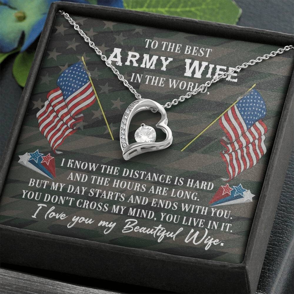 Army WIFE GIFT, Heart Necklace Women Fashion Travel Jewelry,Pendant With Chain