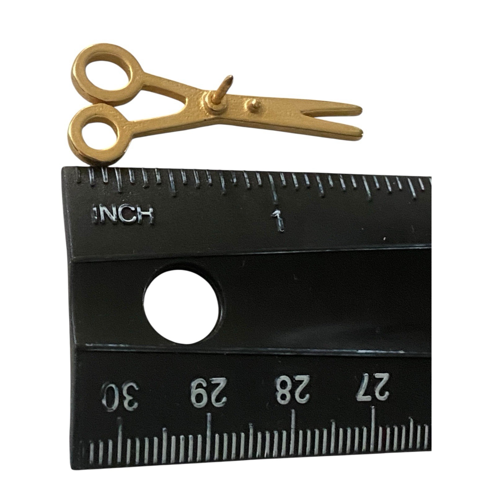Rhinestone Scissors Lapel Pin Hairdresser Beautician Hair Stylist Gold Tone 377
