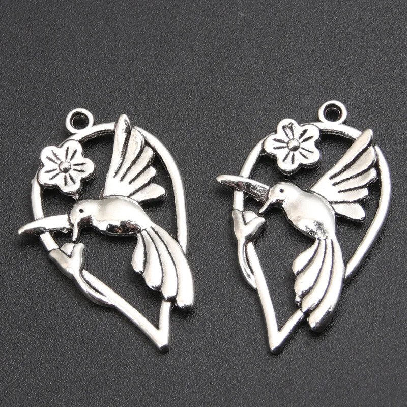 15Pcs Bird Jewelry Hummingbird Flower Charms DIY charm Accessories Findings