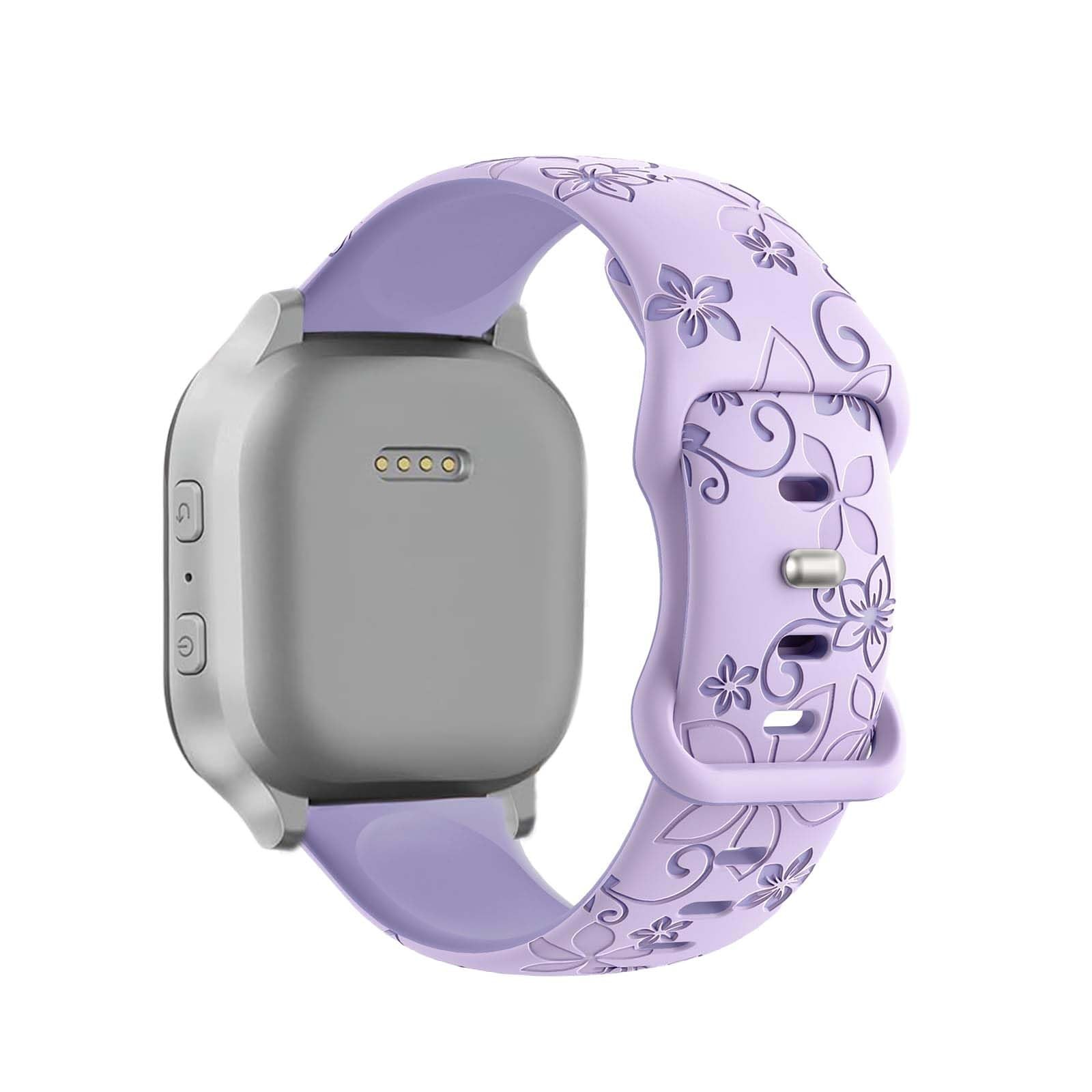 GeeBerYo Two-Tone Flower Engraved 20mm (Adjustable: 5.4-7.5 inches), Purple