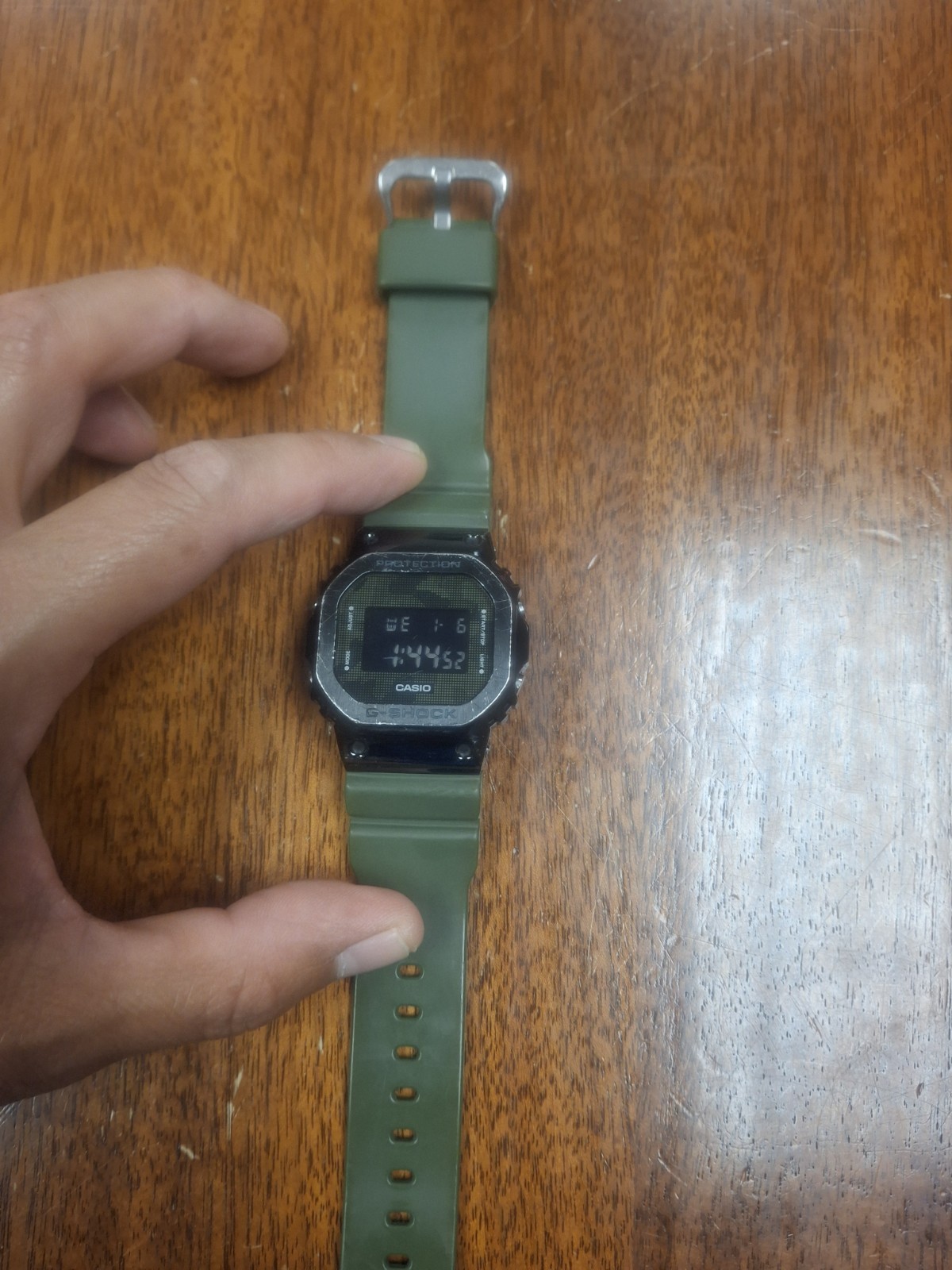 Casio G-shock GM-5600B Negative Display Metal Bezel Green Band Watch