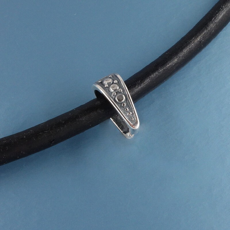 Oxidized Sterling Silver Dots Pendant Pinch Bail Slider Connector 11mm #33399