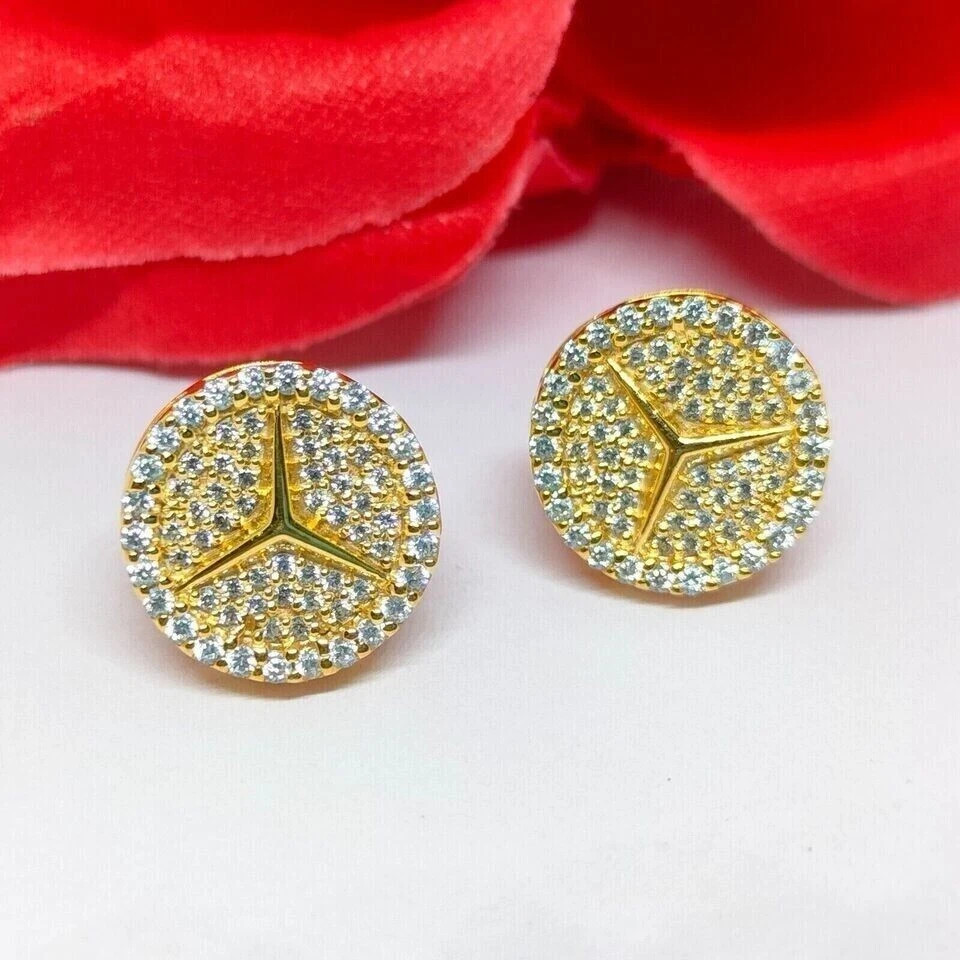 Engagement Men’s Stud Earrings Round Cut Simulated Diamond 925 Starling Silver