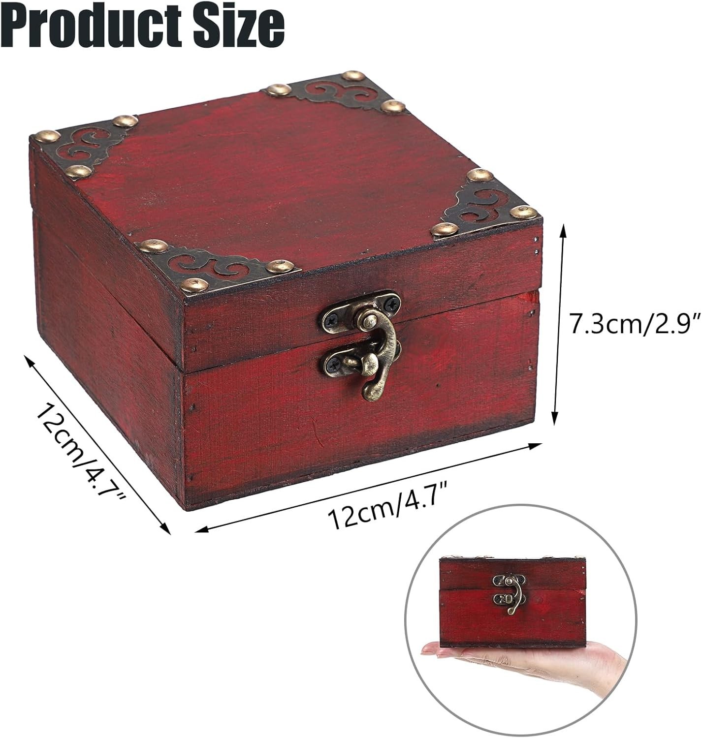 Small Jewelry Treasure Chest Box, Vintage Pirate Keepsakes Box for Gifts, Red We