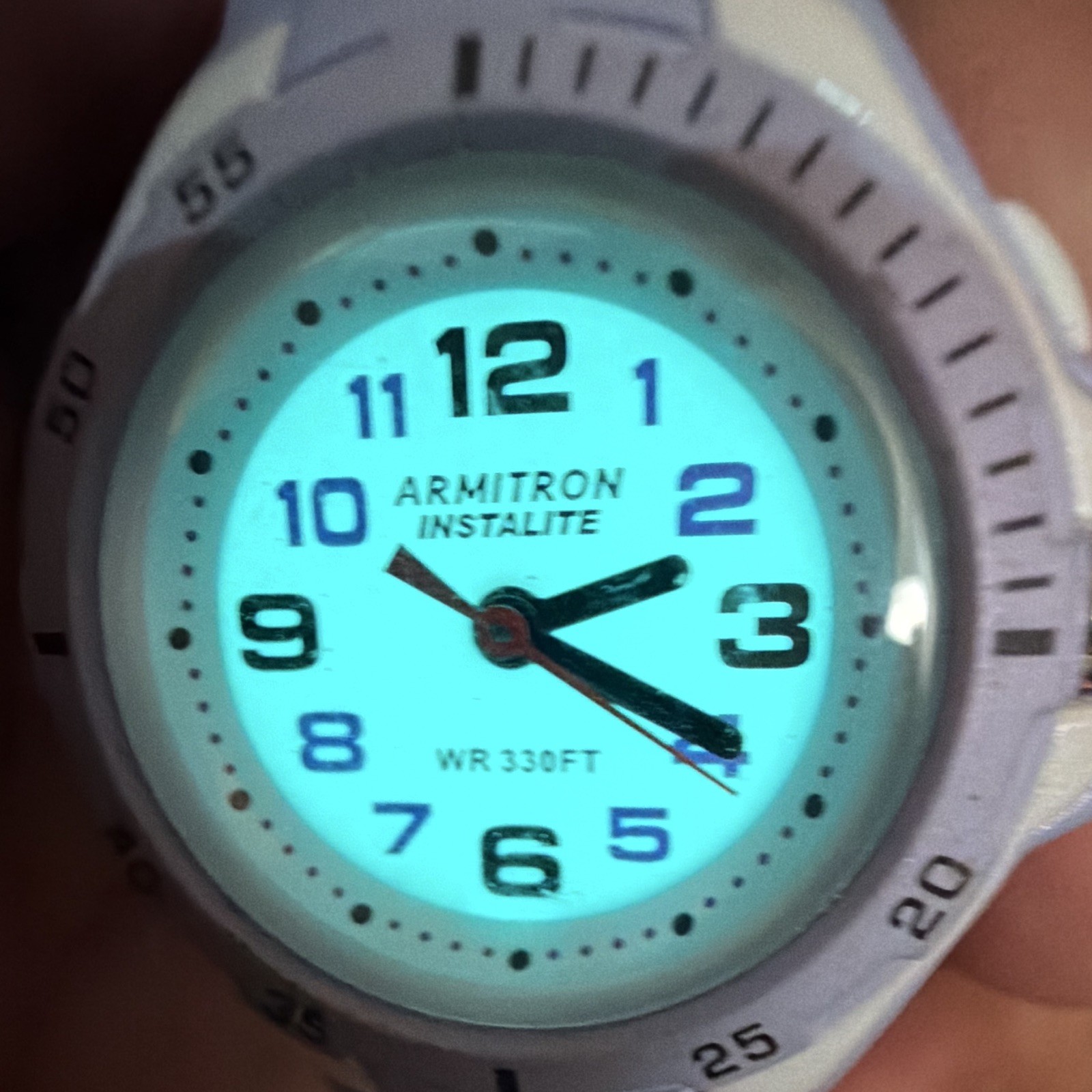 Armitron Instalite Quartz Analog Wristwatch Purple Resin Strap 100m WR