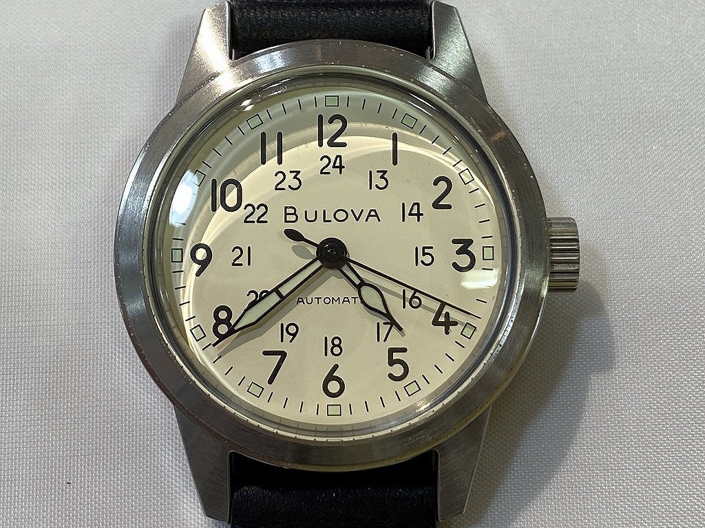 BULOVA 96A246 Automatic Watch Cream Dial Leather Band
