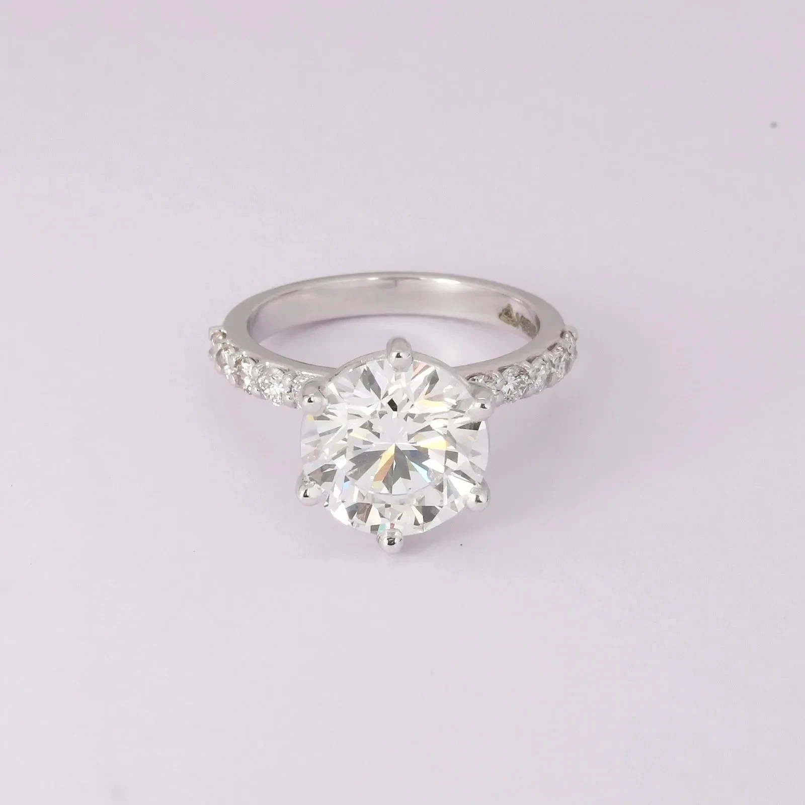 Rare 4.10 Ct Certified Round White Diamond Solitaire Engagement Ring 925 Silver
