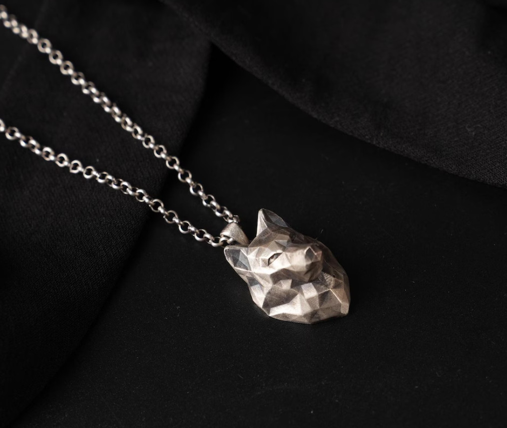 Unique Wolf Head Cut Pendant 925 Sterling Silver For Unisex Pendant Necklace