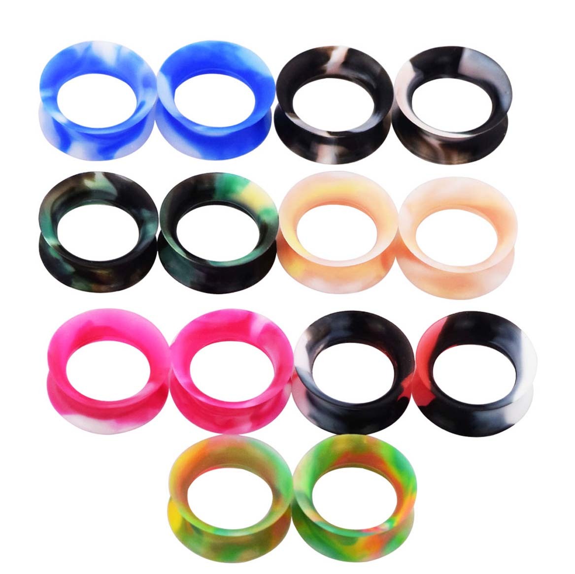 PAIR-ULTRA THIN Ear Skins Silicone Tunnels Ear Gauges Soft Ear Plugs 2g-3/4″