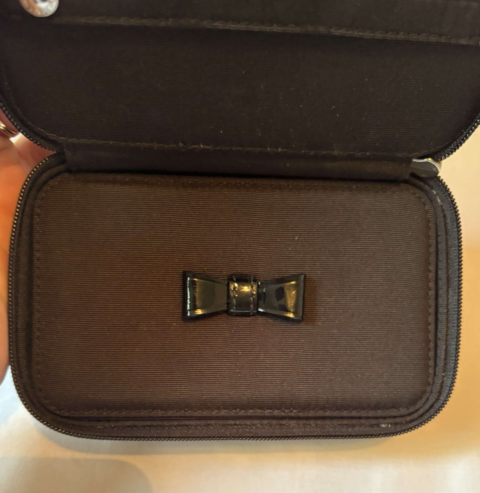 Authentic COACH Signature Monogram Travel Zip Around Jewelry Case BLACK