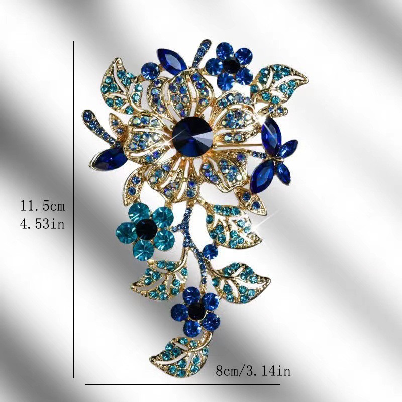 Oversized fashionable rhinestone brooch